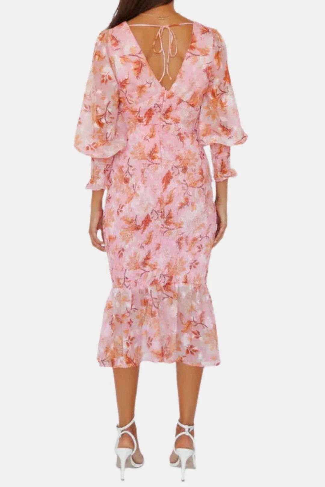 Leilanie - Elegant Floral Print Midi Dress