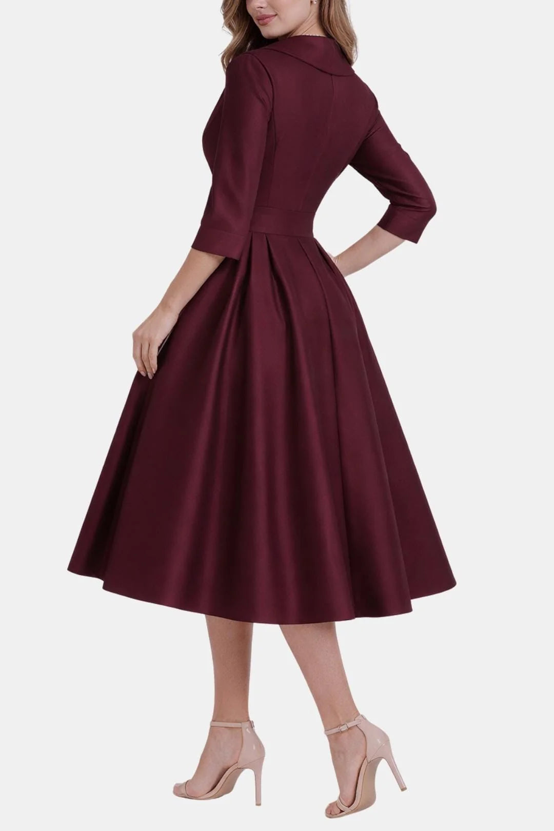 Jenica - Fitted Collar Style Midi Dress
