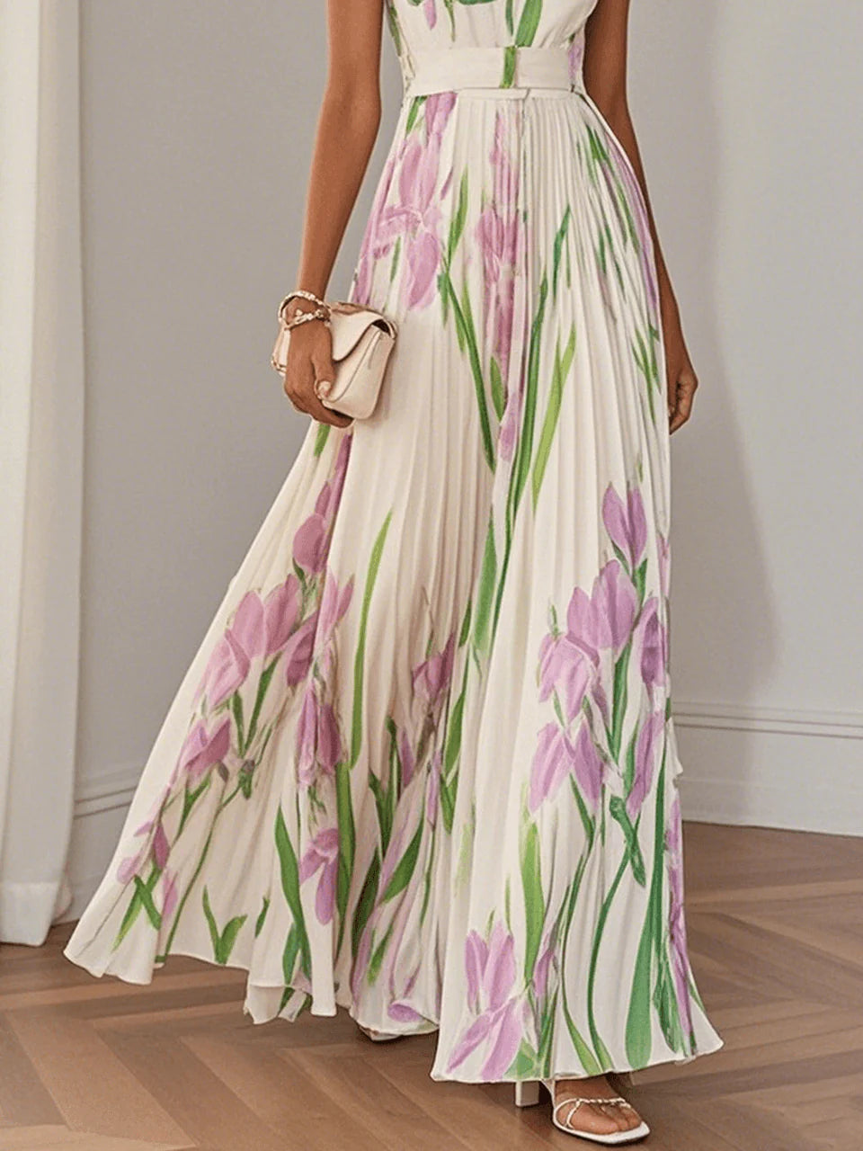 Women'S Floral Chiffon Maxi Dress | Elegant Summer Gown for Special Occasions