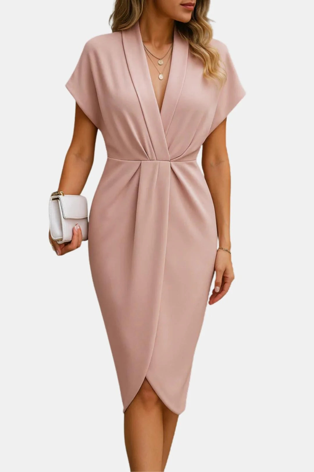 Meliora - Wrap Tie Waist Short Sleeve Midi Dress