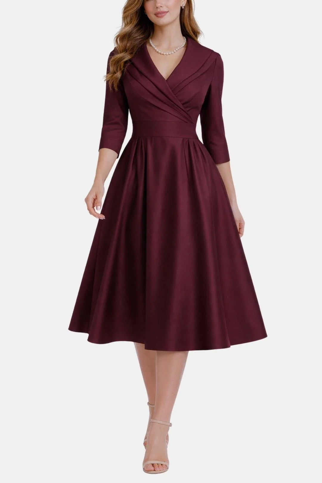 Jenica - Fitted Collar Style Midi Dress