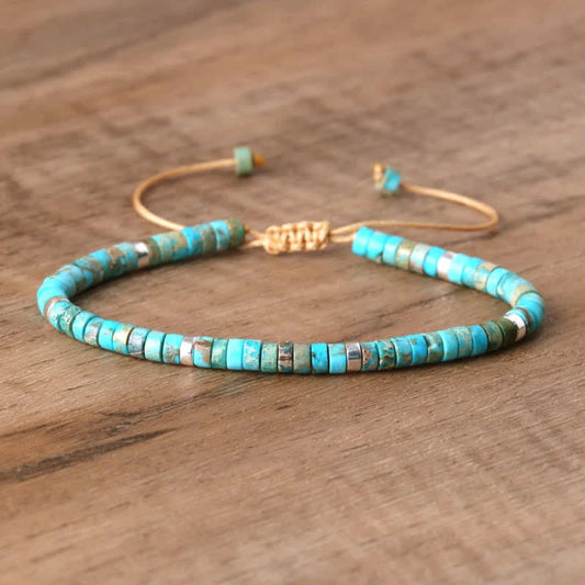 Braided Bracelet with 2.4 Mm Natural Stone Rollers - Seraphina
