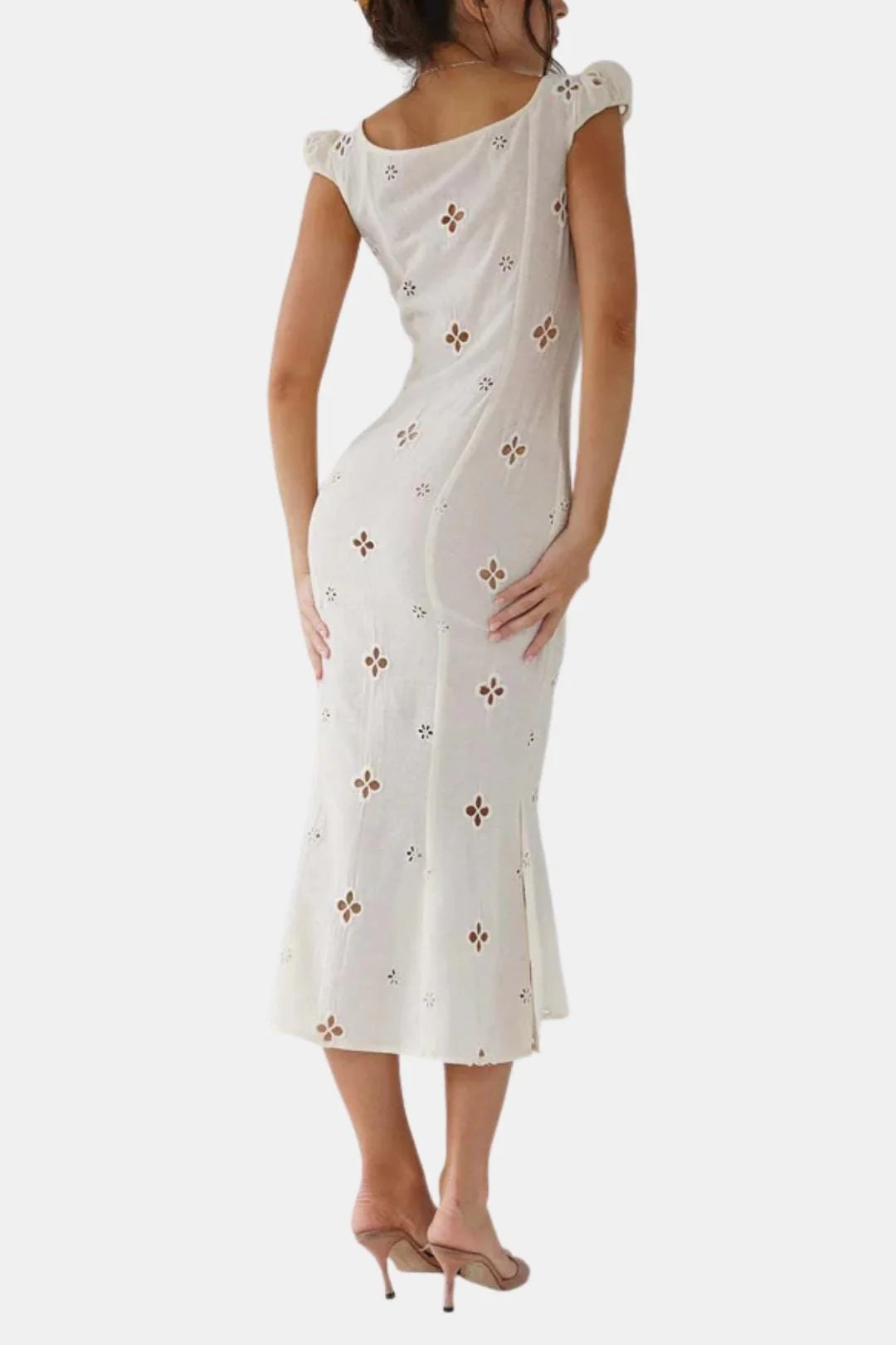 Isabella - Embroidered Fishtail Vintage Midi Dress