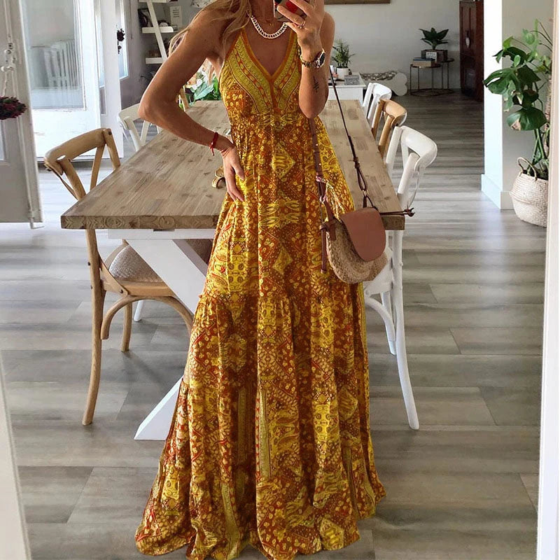 Sydney | V-Neck Draped Maxi Dress