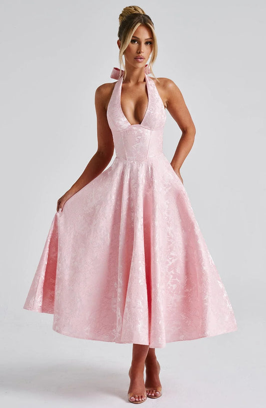 Kimberly | Halter Midi Dress for Women - Perfect Wedding Guest Attire