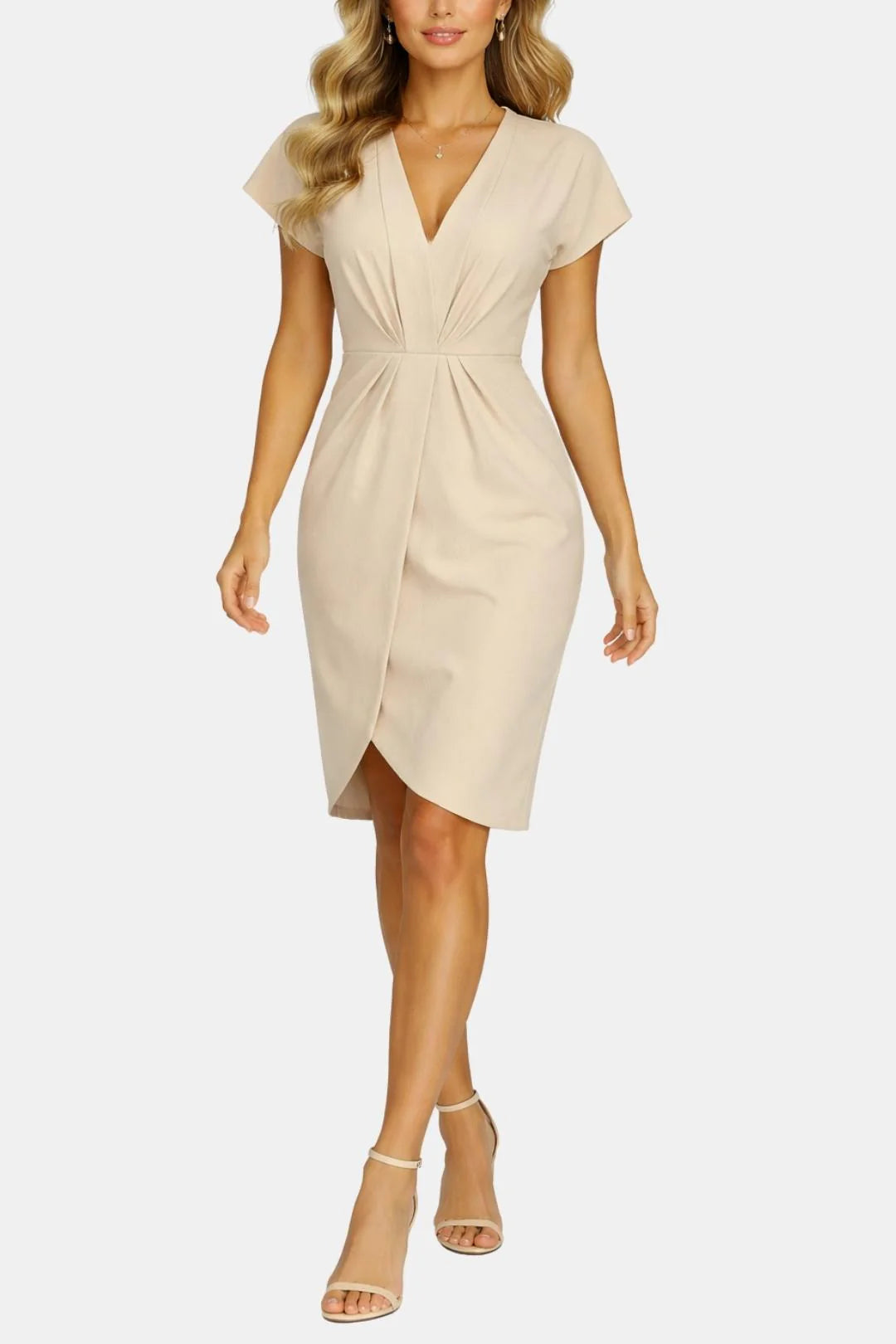 Meliora - Wrap Tie Waist Short Sleeve Midi Dress