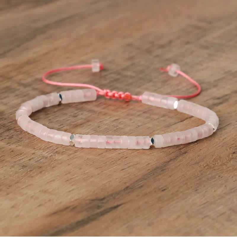 Braided Bracelet with 2.4 Mm Natural Stone Rollers - Seraphina