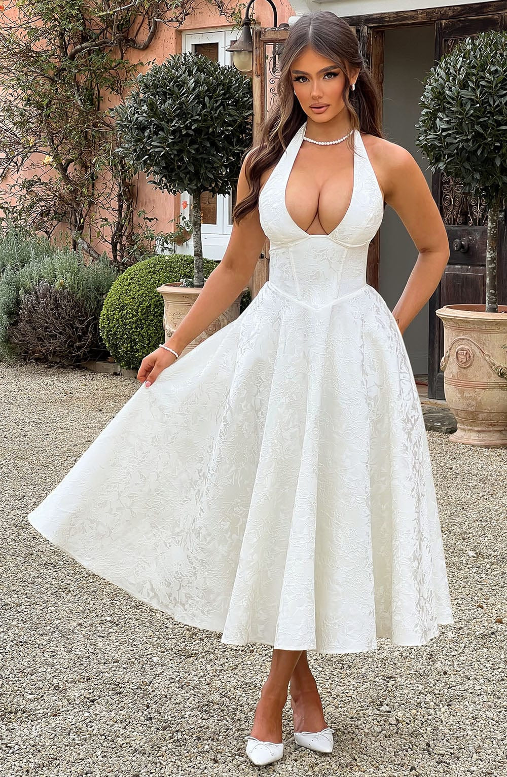 Kimberly | Halter Midi Dress for Women - Perfect Wedding Guest Attire
