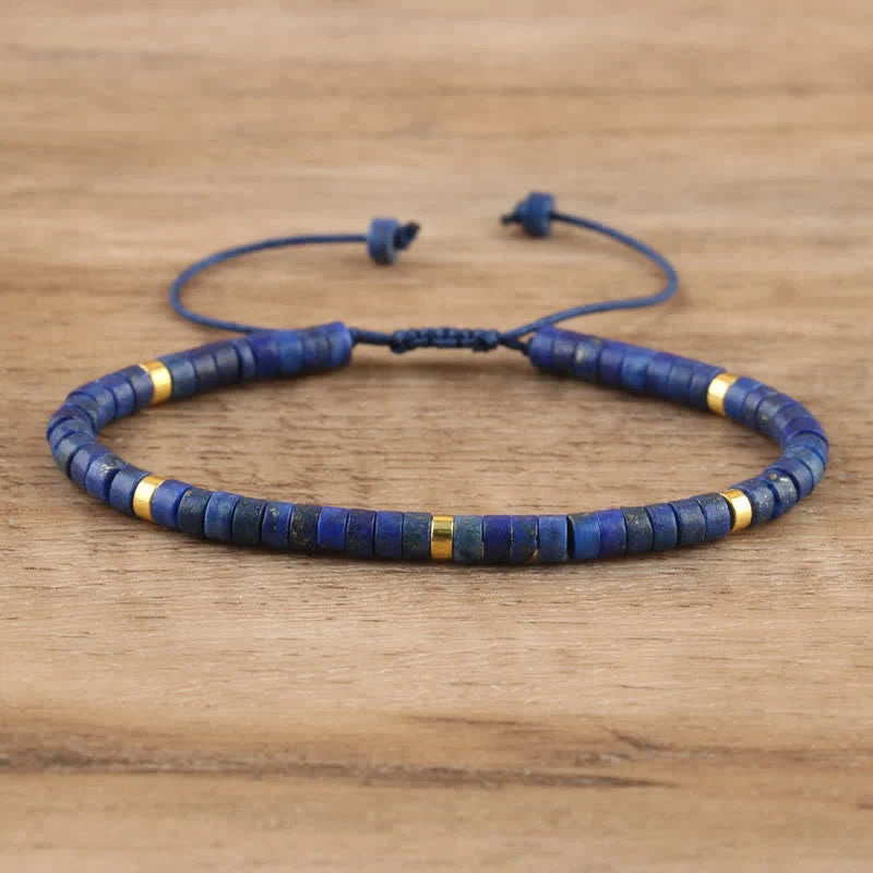 Braided Bracelet with 2.4 Mm Natural Stone Rollers - Seraphina