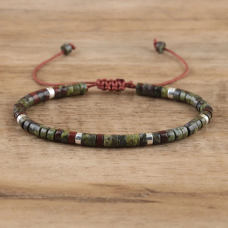 Braided Bracelet with 2.4 Mm Natural Stone Rollers - Seraphina
