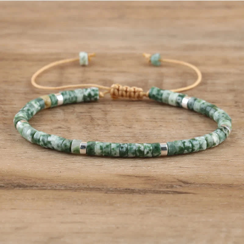 Braided Bracelet with 2.4 Mm Natural Stone Rollers - Seraphina