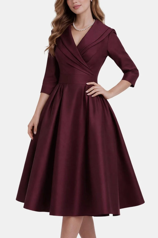 Jenica - Fitted Collar Style Midi Dress