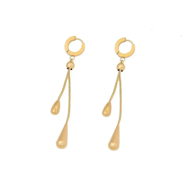 Adjustable Pull Droplet Lariat Necklace and Earrings
