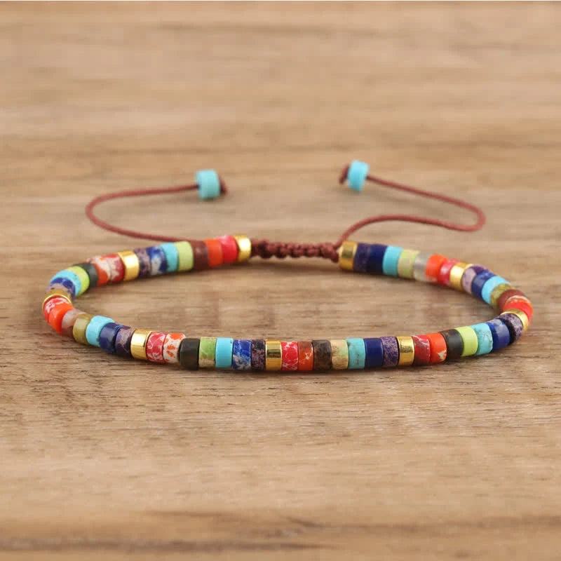 Braided Bracelet with 2.4 Mm Natural Stone Rollers - Seraphina