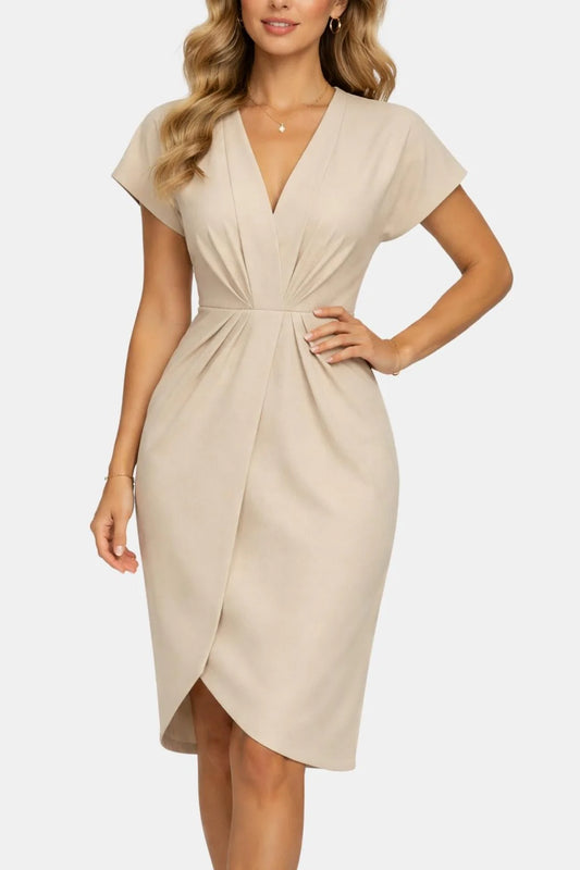 Meliora - Wrap Tie Waist Short Sleeve Midi Dress