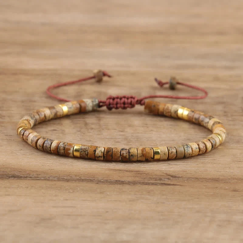 Braided Bracelet with 2.4 Mm Natural Stone Rollers - Seraphina