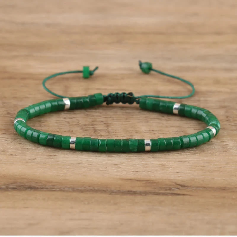 Braided Bracelet with 2.4 Mm Natural Stone Rollers - Seraphina