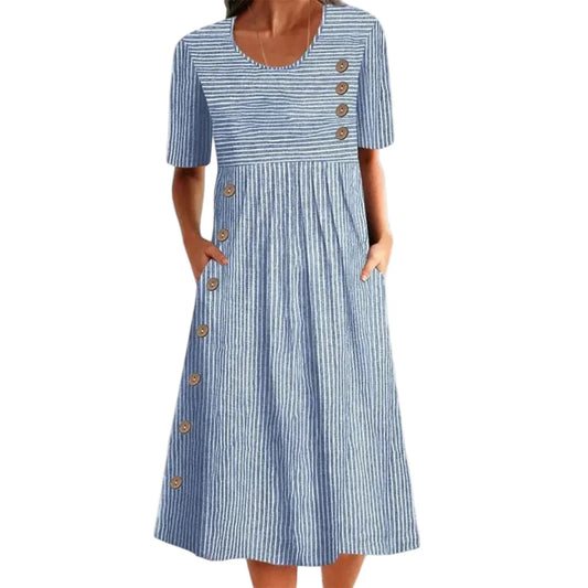 Elodie | Pinstripe Midi Dress
