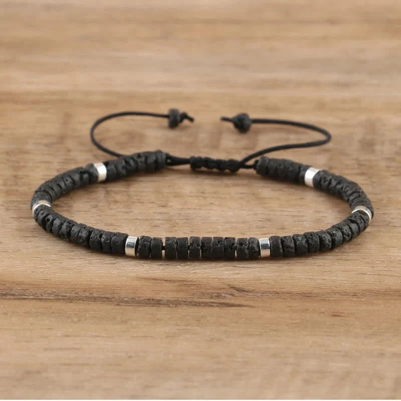 Braided Bracelet with 2.4 Mm Natural Stone Rollers - Seraphina