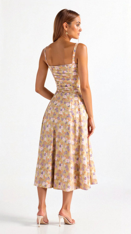 Eloise | Floral Chic Corset Midi Dress