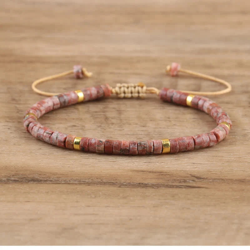 Braided Bracelet with 2.4 Mm Natural Stone Rollers - Seraphina