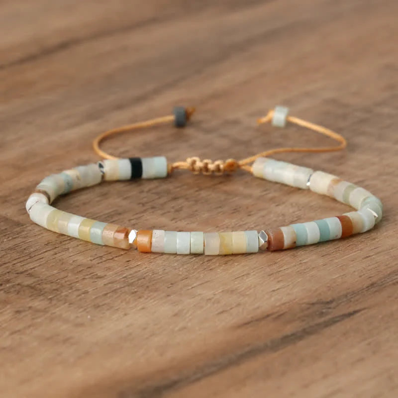 Braided Bracelet with 2.4 Mm Natural Stone Rollers - Seraphina