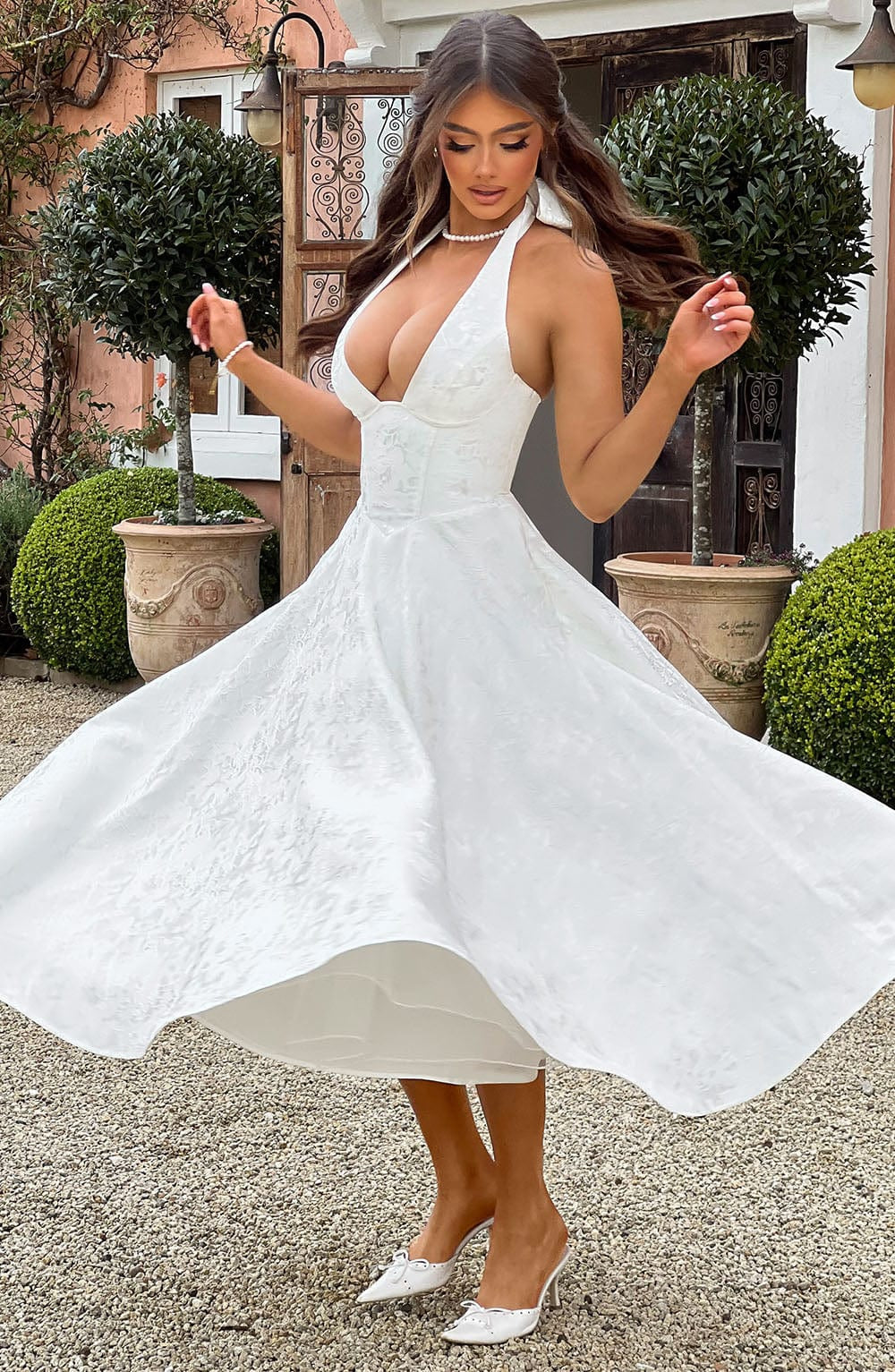 Kimberly | Halter Midi Dress for Women - Perfect Wedding Guest Attire