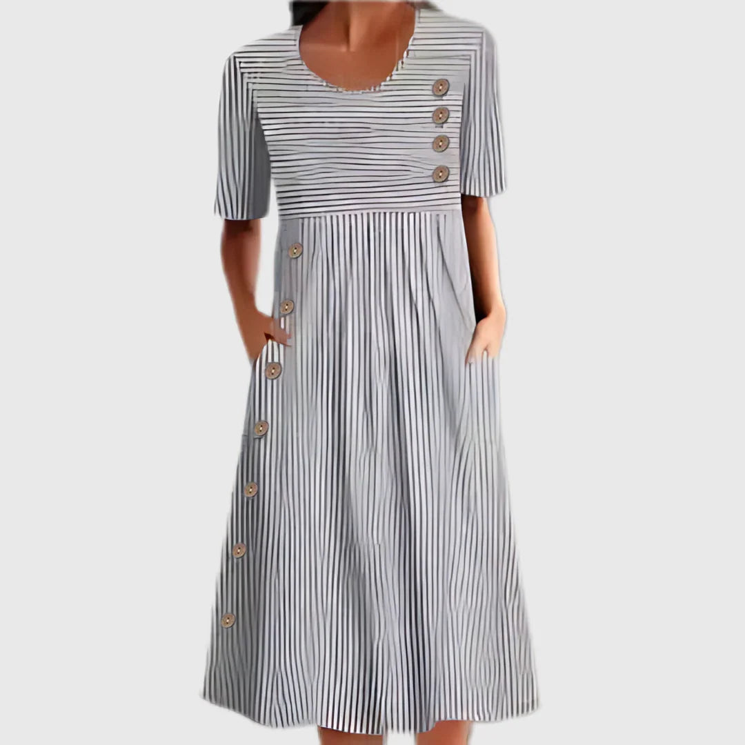 Elodie | Pinstripe Midi Dress