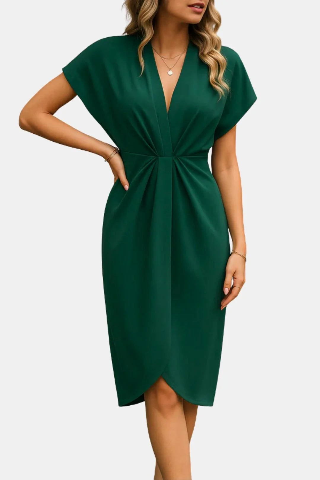 Meliora - Wrap Tie Waist Short Sleeve Midi Dress