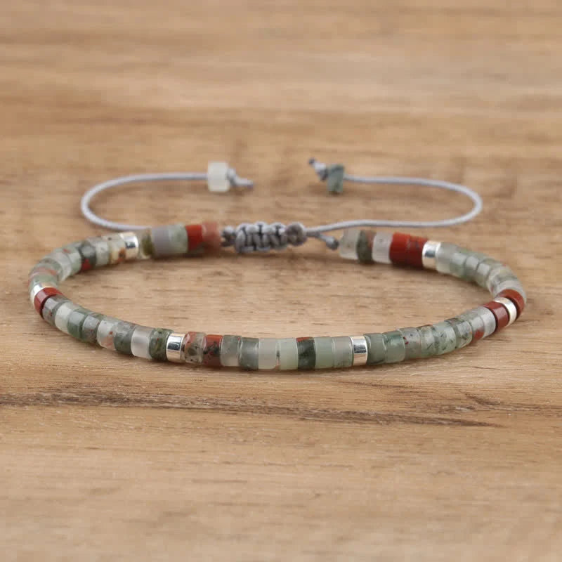 Braided Bracelet with 2.4 Mm Natural Stone Rollers - Seraphina