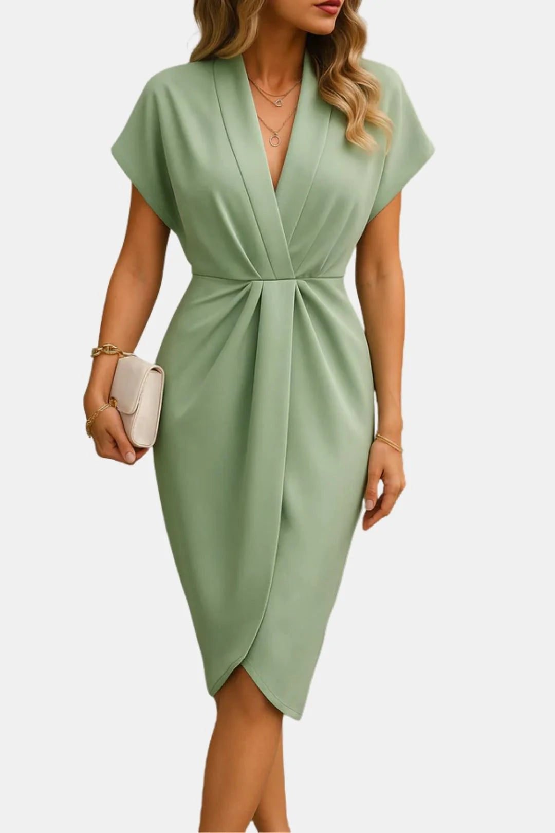 Meliora - Wrap Tie Waist Short Sleeve Midi Dress