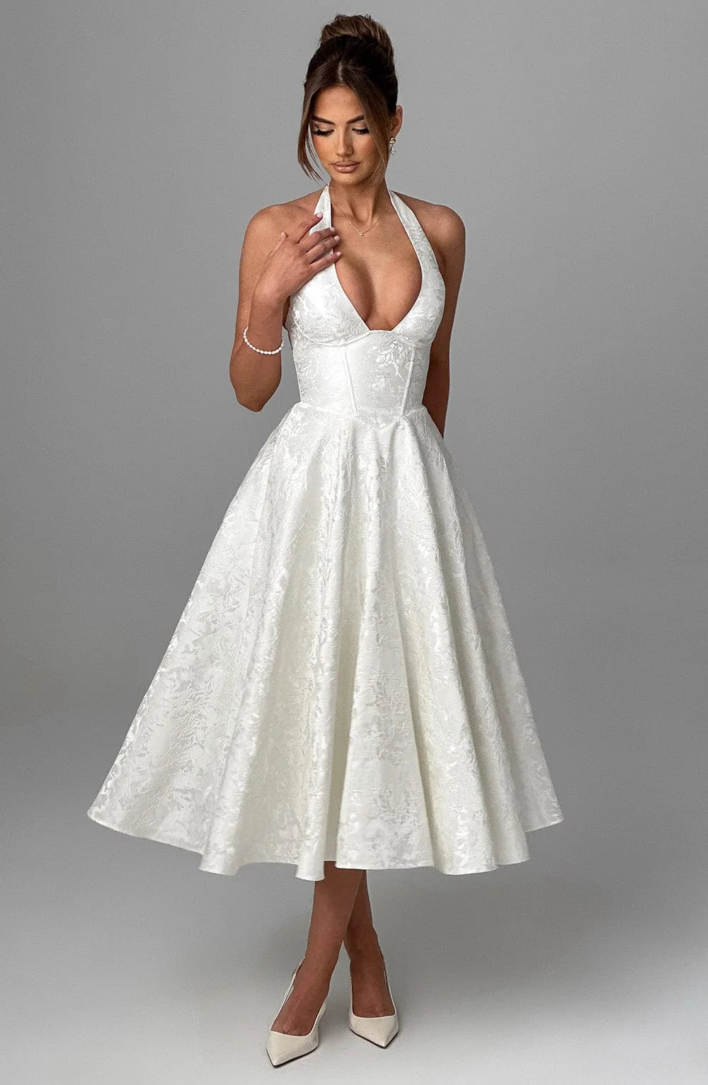 Kimberly | Halter Midi Dress for Women - Perfect Wedding Guest Attire