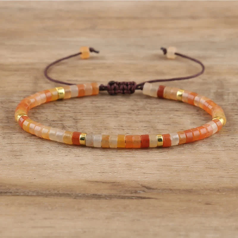 Braided Bracelet with 2.4 Mm Natural Stone Rollers - Seraphina