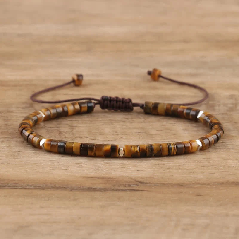 Braided Bracelet with 2.4 Mm Natural Stone Rollers - Seraphina