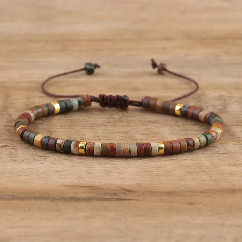 Braided Bracelet with 2.4 Mm Natural Stone Rollers - Seraphina