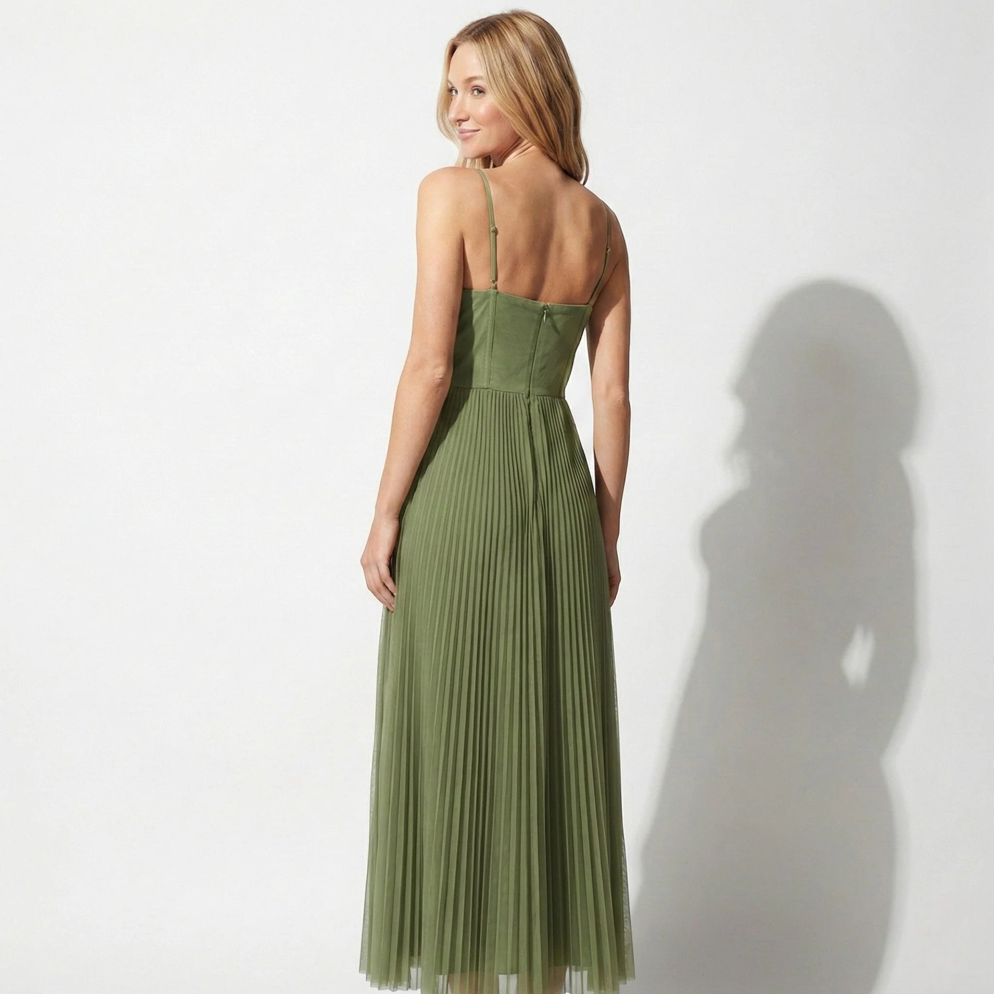 Hope | Pleated Midi Dress with Spaghetti Straps