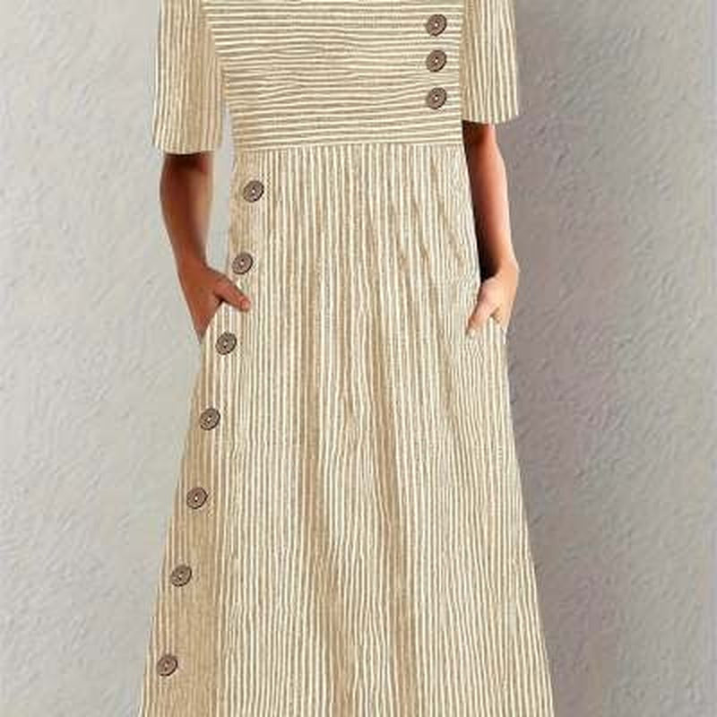 Elodie | Pinstripe Midi Dress