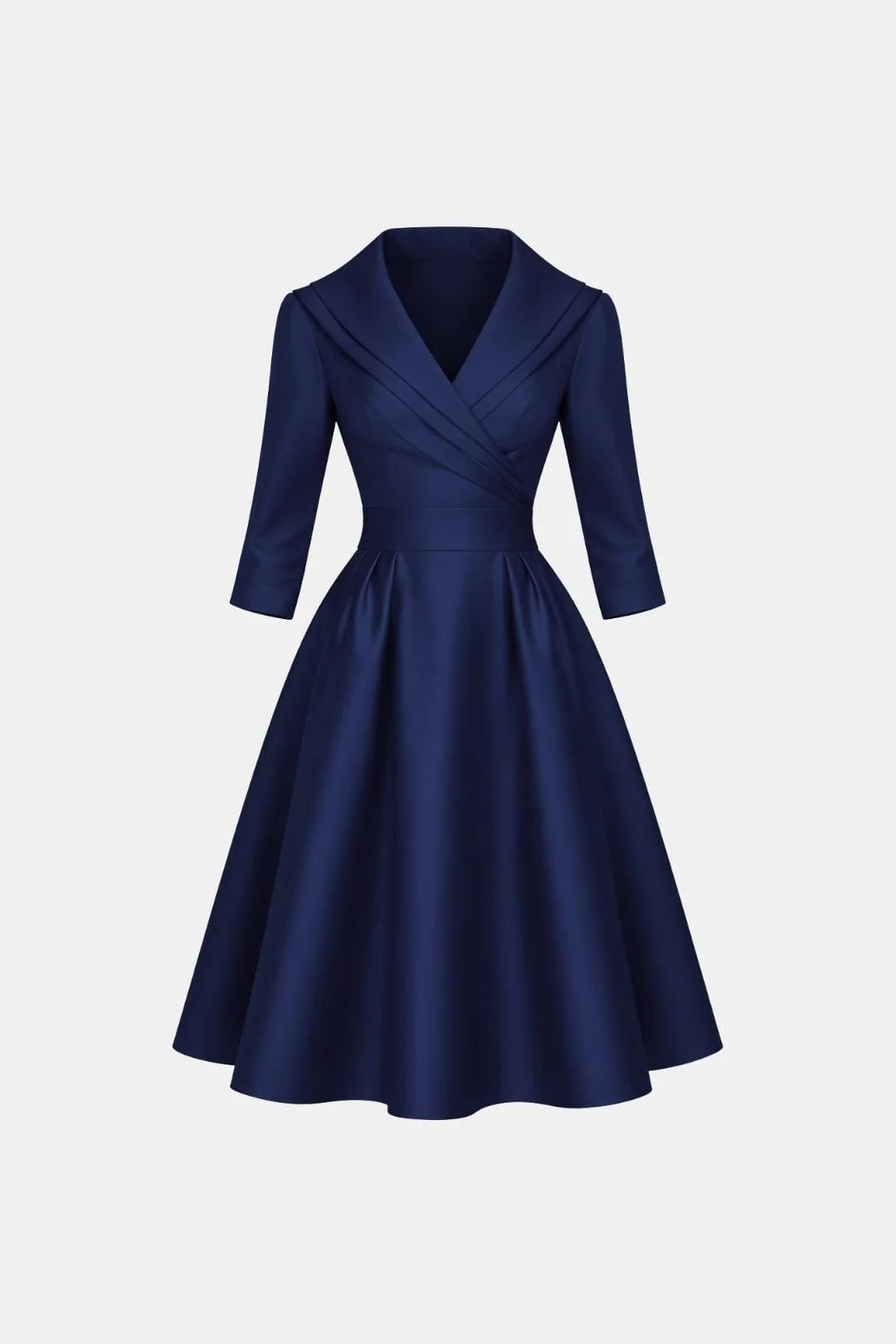 Jenica - Fitted Collar Style Midi Dress