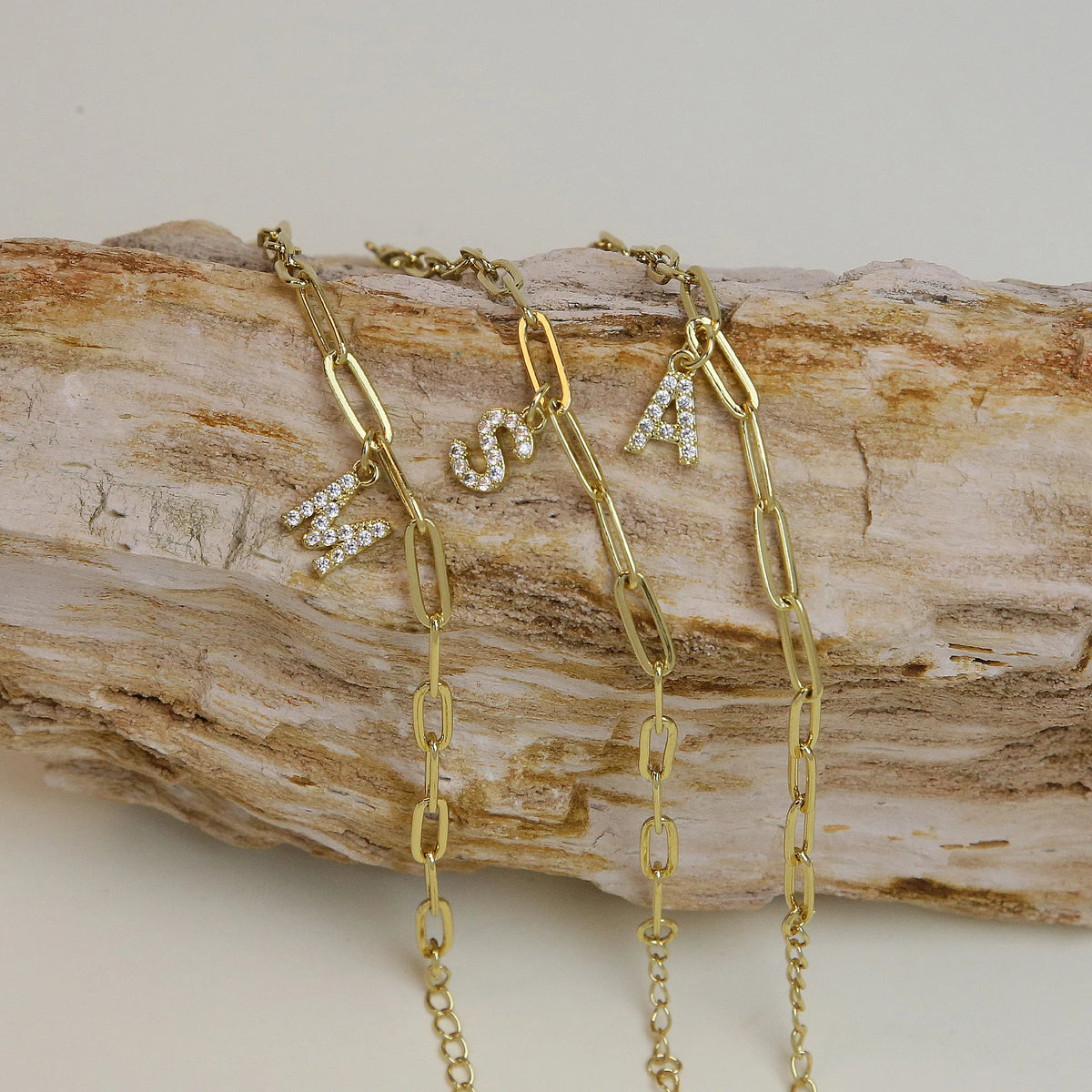 Dainty Paperclip Letter Initial Bracelet