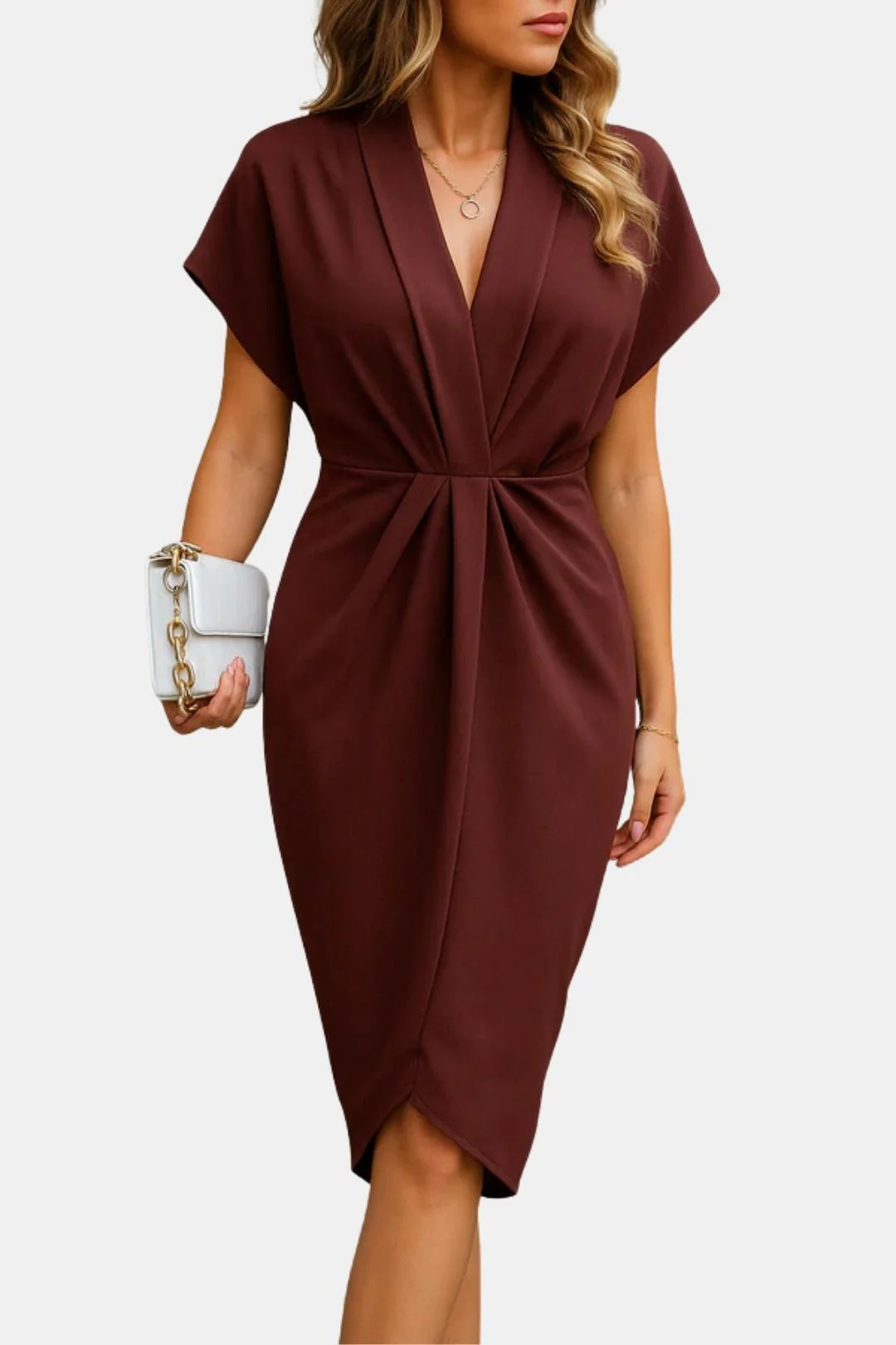 Meliora - Wrap Tie Waist Short Sleeve Midi Dress