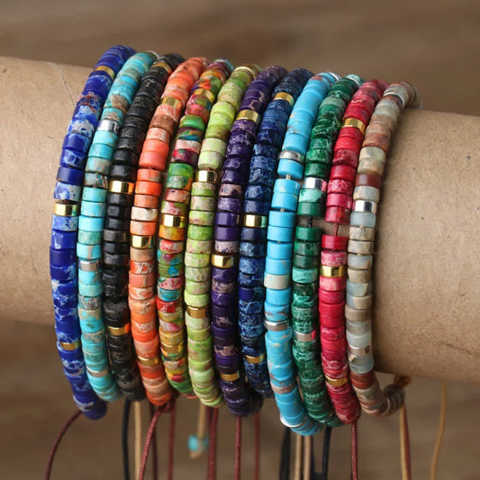 Braided Bracelet with 2.4 Mm Natural Stone Rollers - Seraphina