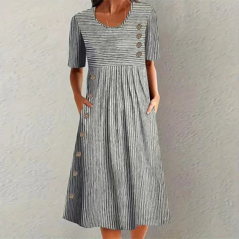 Elodie | Pinstripe Midi Dress