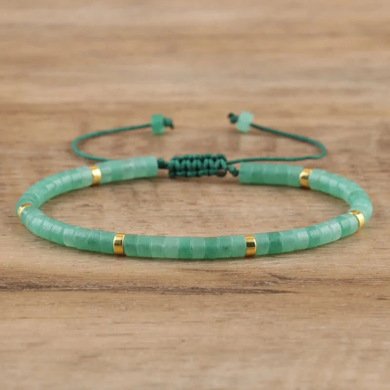 Braided Bracelet with 2.4 Mm Natural Stone Rollers - Seraphina