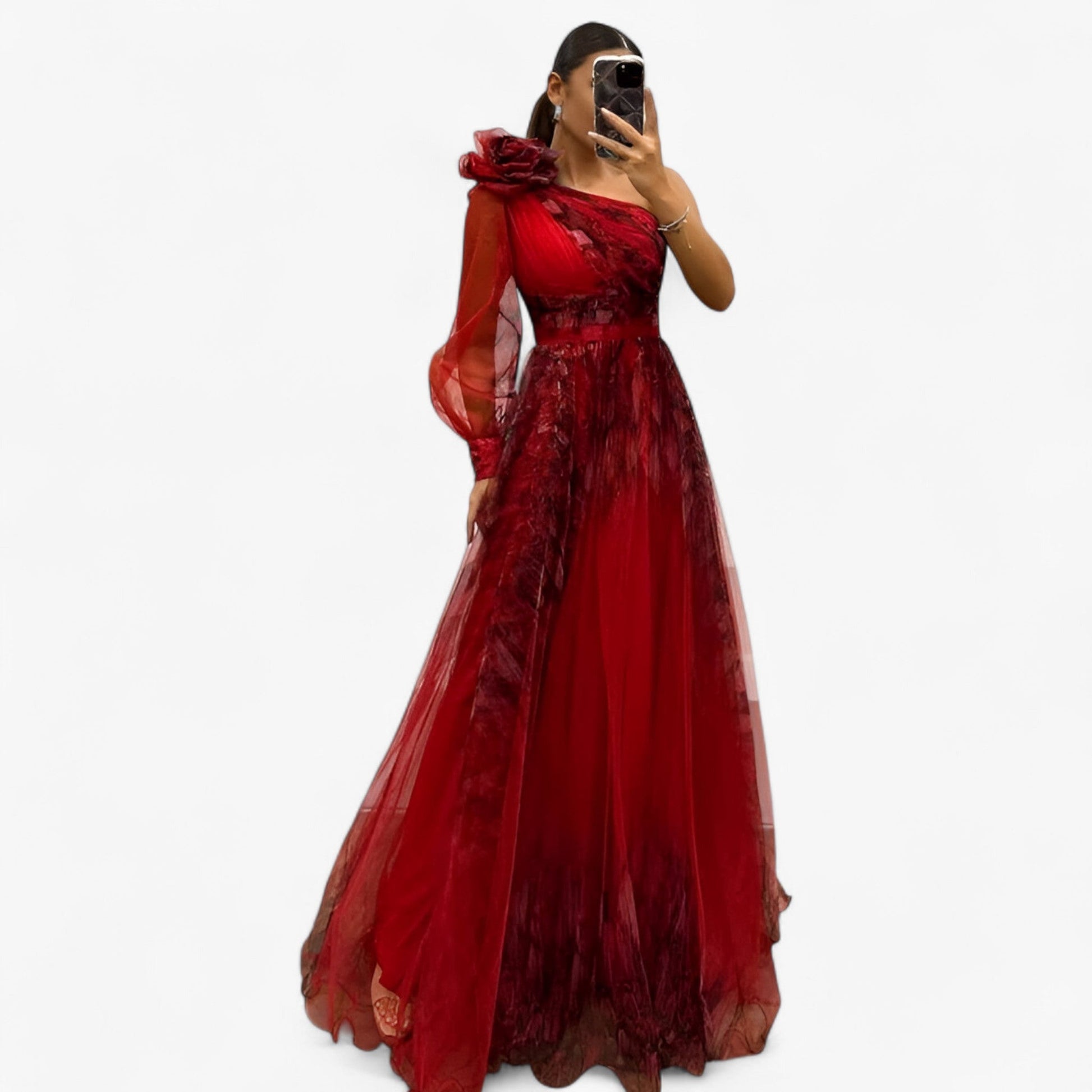 Alma elegant one-shoulder maxi dress