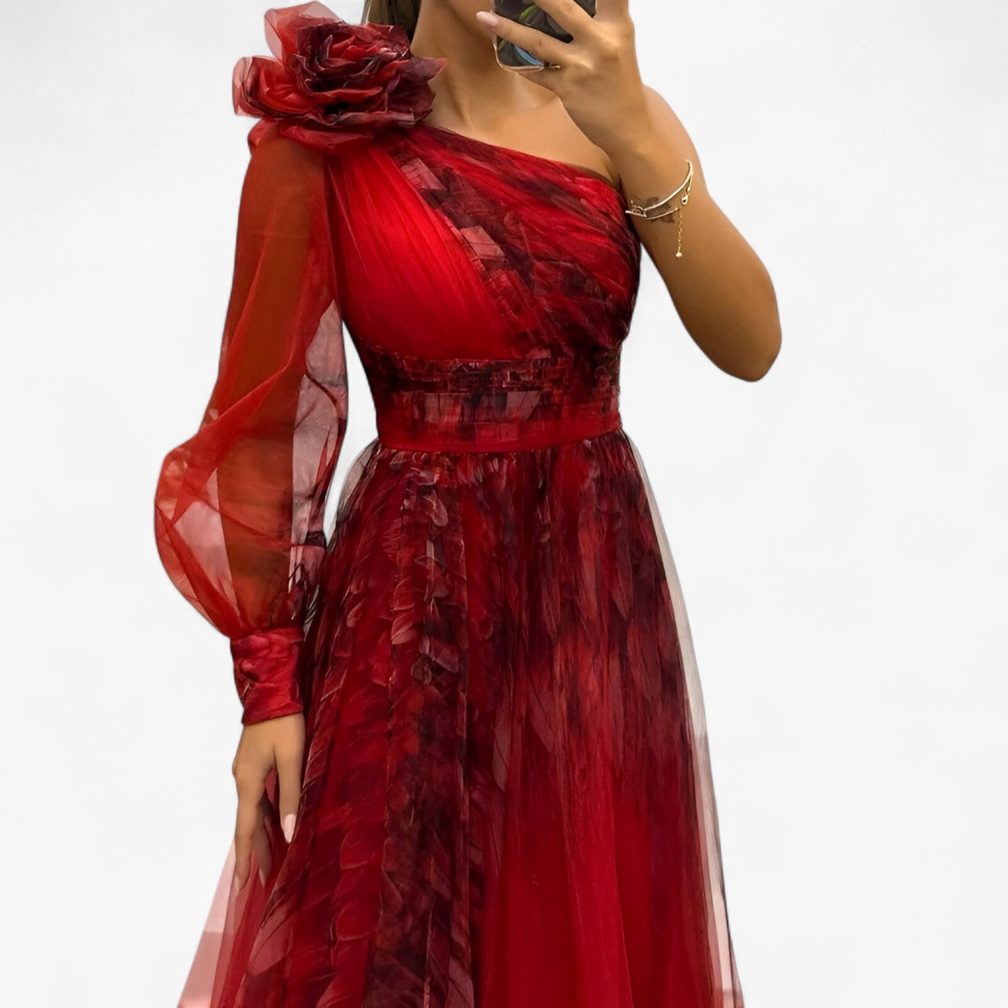 Alma elegant one-shoulder maxi dress