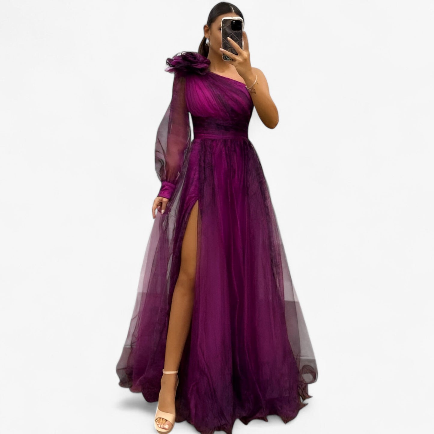 Alma elegant one-shoulder maxi dress