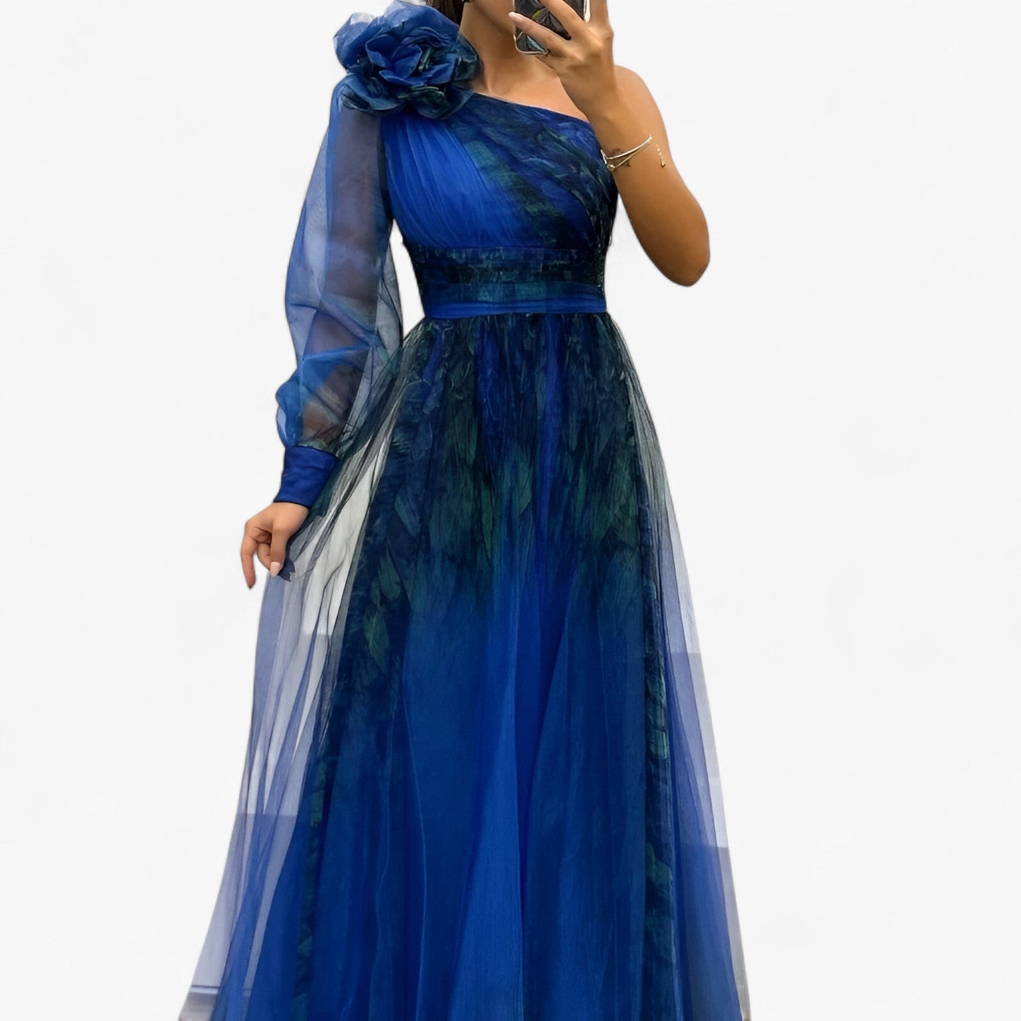 Alma elegant one-shoulder maxi dress