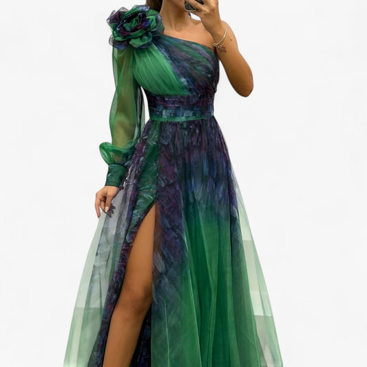 Alma elegant one-shoulder maxi dress
