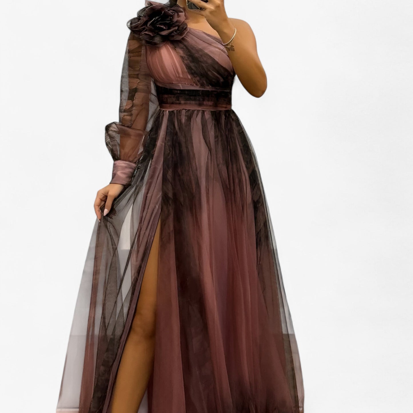 Alma elegant one-shoulder maxi dress
