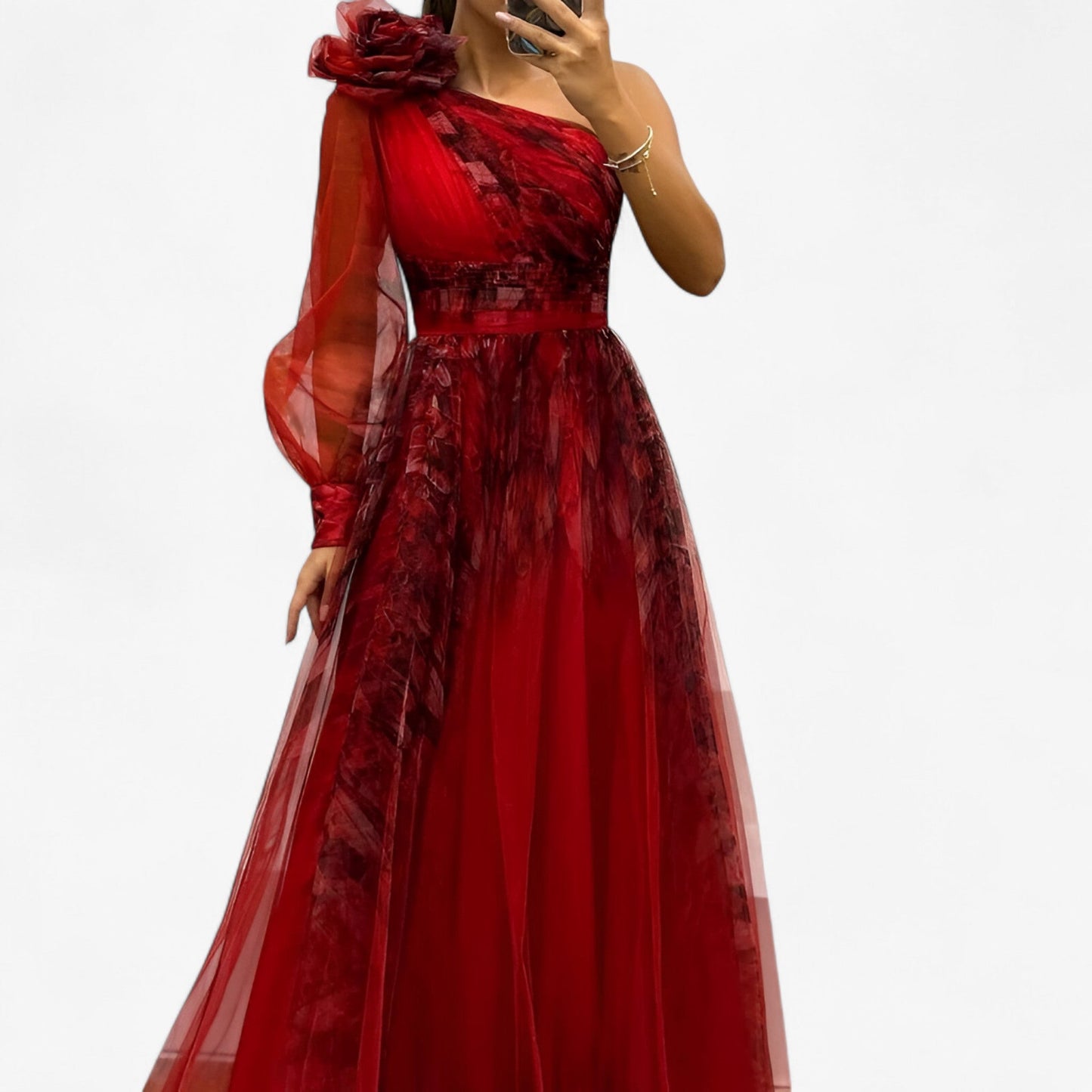 Alma elegant one-shoulder maxi dress